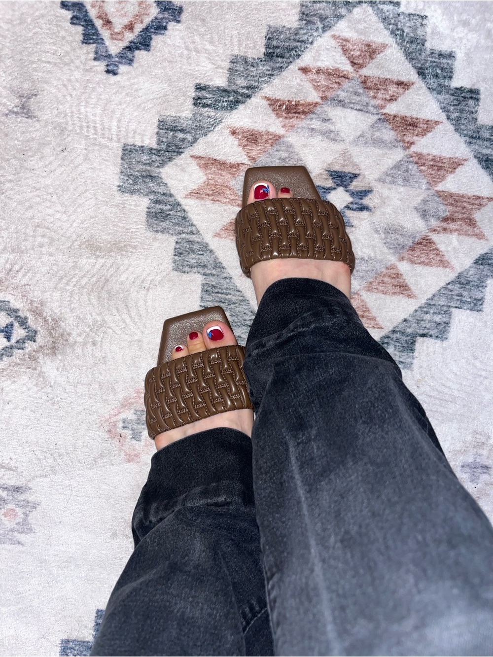 & Other Stories Brown Woven Slide Sandals